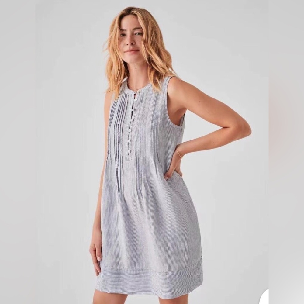 faherty isha linen dress size medium 100% linen